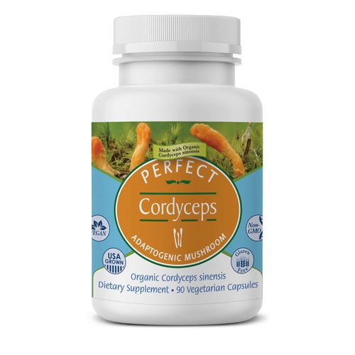Perfect Supplements – Perfect Cordyceps – 90 Vegetable Capsules – Organic Adaptogenic Herbal Supplement – Increases Energy, Endurance & Strength