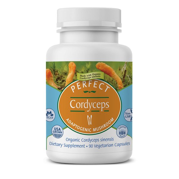 Perfect Supplements – Perfect Cordyceps – 90 Vegetable Capsules – Organic Adaptogenic Herbal Supplement – Increases Energy, Endurance & Strength