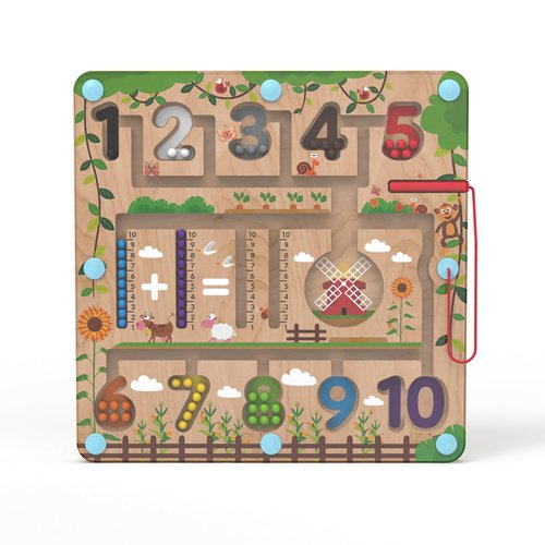 Letoiz Magnetic Color and Number Maze Board, Toddler Montessori Educational Learning Toys for Kids Ages 3-5, Wooden Sensory Fine Motor Skills Toys for Boys and Girls Birthday Christmas (Maths)