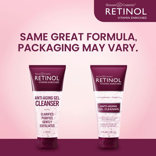 Retinol Anti-Aging Gel Cleanser – Gently Cleans Impurities From Pores & Exfoliates for Soft, Smooth Skin – Antioxidant-Rich Micro-Beads w/ Vitamin A & E Maximize Renewing Benefits Of Retinol