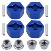 Hobbypark Aluminum 12mm Hex Wheel Hubs(4) & Flanged M4 Lock Nuts(4) Replacement of 1654 3647 for Traxxas 1/10 Slash 4x4 RC Car (Navy Blue)