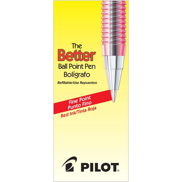 PILOT The Better Ball Point Pen Refillable Ballpoint Stick Pens, Fine Point, Red Ink, 12-Pack (37011)