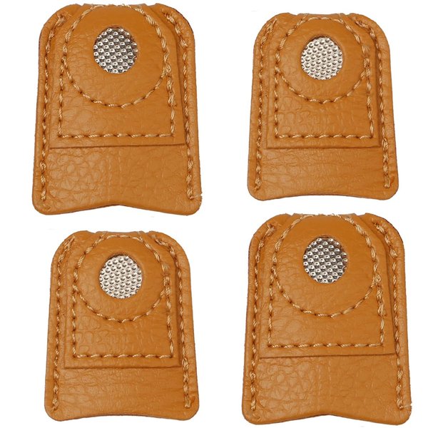 4 Pieces Leather Thimble Sewing Thimble Finger Protector Coin Thimble Pads for Hand Sewing Quilting Knitting Pin Needles Craft DIY Tools, 2 Sizes