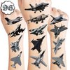 8 Sheets (96PCS) Fighter Jet Temporary Tattoos Themed Birthday Party Supplies Decorations Favors Stickers for Kids Boys Girls Gifts Classroom School Prizes Rewards