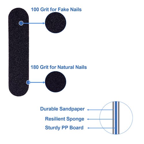 Small Nail Files Bulk (50 Pcs), 3.6 Inches Emery Board Nail File for Acrylic and Natural Nails, 100/180 Grit Double Sided Fingernail Filer Pack Mini Professional Filers Manicure Pedicure Set