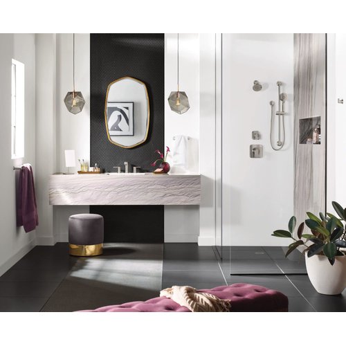 Moen Round Brushed Nickel Drop Ell, Handheld Shower Hose Wall Connector with Standard 1/2-Inch IPS, A725BN