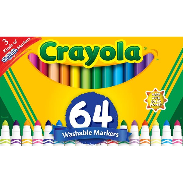 Crayola Washable Marker Set, 48 Broad Line Markers for Kids, 8 Gel Markers, 8 Window Markers, Gifts for Boys & Girls, Ages 3+