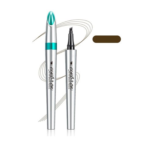 Eyebrow Pencil, 4 Tip Precision Waterproof Brow Pen, 3D Waterproof Microblading Eyebrow Pen 4 Fork Tip Tattoo Pencil, Liquid Waterproof Eyebrow Pencil, Eyebrow Microblading Pen (Dark Brown)