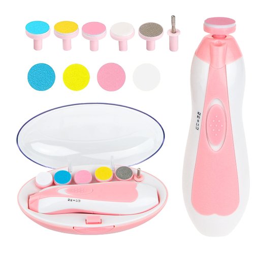 Baby Nail Trimmer Electric, Safe Baby Nail File with Light and 6 Grinding Pads for Newborn Toddler Toes and Fingernails,Baby Nail Trimmer Infant Nail File Electric (Pink)