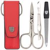 3 Swords Germany - brand quality 3 piece manicure pedicure grooming kit set for professional finger & toe nail care scissors file genuine leather case in gift box, Made in Solingen Germany (03737)