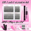 DIY Lash Extension Kit Lash Bond and Seal Lash Clusters Kit ? Pcs Cluster Lashes D Curl with Lash Tweezers for Individual Lashes Kit Eyelash Extension Kit at Home (Kit 40D+50D-0.07D, 8-16mm)