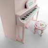Dollhouse Grand Piano Model with Stool 1:12 Scale Miniature Musical Instrument Desk Ornaments Gift Wooden Elegant Mini House Decoration Artificial House Furniture Accessories (Pink)