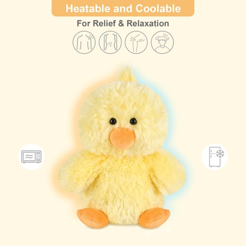 SuzziPals Heatable & Coolable Little Chick Stuffed Animals, Cute Heating Pad Microwavable Stuffed Animal for Cramps, Stuffed Chicken Plush Toys, Cute Plushies Chick Toys for Anxiety, Chicken Gifts