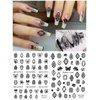 EBANKU 9 Sheets Lace Nail Art Stickers, Black Lace Flower Design 3D Self-Adhesive Nail Sticker Decal for Women Girls DIY Nail Art Decoration