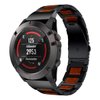 LDFAS Fenix 7X/6X/5X Plus Band, Natural Wood Red Sandalwood Stainless Steel Metal Watch Band, 26mm Quick Release Easy Fit Strap Compatible for Garmin Fenix 7X/6X Pro/5X/5X Plus/3HR/Descent Mk2