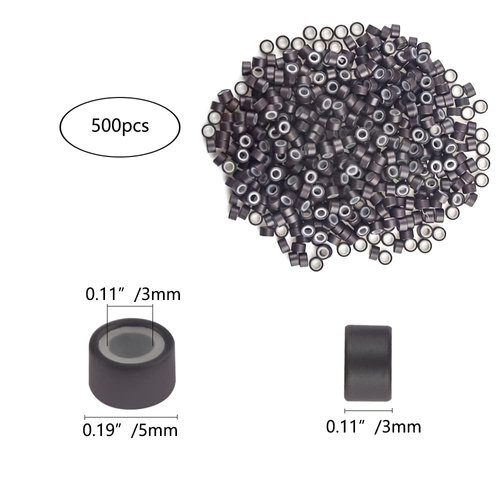 XINMEIWEN Hair Extension Kit Pulling Hook Bead Device Tool Kits and 500 Pieces Silicone Lined Micro Rings for Professional Hair Styling Tools Accessory (Dark Brown)