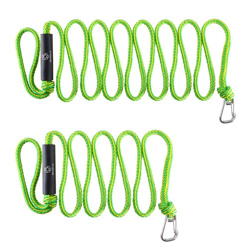 Obcursco PWC Dock Lines Boat Dock Lines 1/2” x (7ft & 14ft), Jet Ski Dock Line Mooring Line Dock Tie Pontoon Accessories for Waverunner, Kayak Tow Line with 316 Stainless Steel Clip (Green & Yellow)