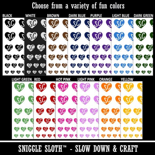 SC South Carolina State in Heart Temporary Tattoo Water Resistant Fake Body Art Set Collection - Dark Blue (One Sheet)
