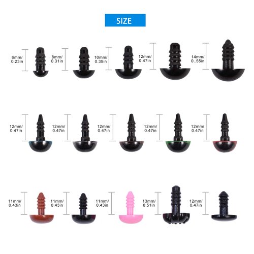 MENKEY Plastic Safety Eyes and Noses with Washers 570 Pcs, Craft Doll Teddy Bear Nose for Amigurumi, Crafts, Crochet Toy Stuffed Animals (Assorted Sizes)