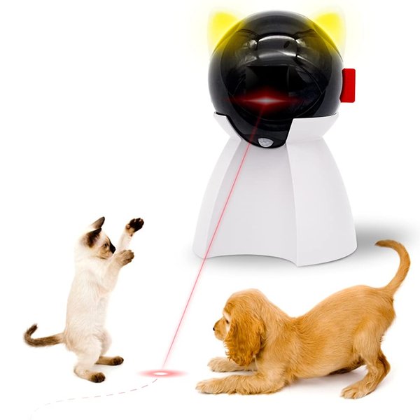 Cat Toy Interactive Automatic, Motion Activated Laser Toy for Indoor Cats/Dogs/Kitten/Kitty, USB Rechargeable, Auto On/Off, Fast and Slow Random Pattern, Silent Pet Laser Pointer Toy (P08)