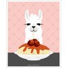 A 5J - White Llama Eating Spaghetti UNFRAMED Wall Art Print by Lee ArtHaus