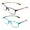 V.W.E. 2 or 3 Pairs Rectangular Lightweight Flexible Temple Readers - Colorful Reading Glasses