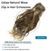 Caliee 14Inch Natural Curly Clip in Human Hair Extension Natural Wave Curly Clip in Hair Extensions Piano Chocolate Brown Mixed with Strawberry Blonde Color Remy Human Hair Clip ins NW#P4/27 120G
