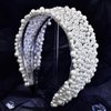 HNYYX White All Pearl Headband Baroque Wide Hair Accessories Bridal Wedding Headpiece Party Prom Headwear for Women Daily Hair Jewelry A16 (white)
