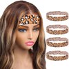SUPERLOOK Hair Band, 6PCS Elastic Leopard Print Bands for Wig Edges, Wig Holding Band for Wigs Edge Wrap, Adjustable Velcro Wig Band, Ultra-fine Polyester Fiber and High Elastic Latex