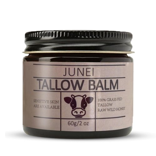 JUNEI Beef tallow for skin 100% Grass-Fed Beef Tallow Moisturizer – All-Natural Skin Balm for Face, Body & Hands – Deep Hydration, Soothes Dry Skin – Vitamin-Rich & Chemical-Free Skincare-2oz-