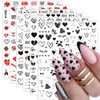 SINSEN Heart Nail Stickers - 6 Sheets Hearts Nail Decals for Women - 3D Self Adhesive Heart Nail Art Stickers - Black Red Heart Love Angel Cupid Nail Designs DIY Valentines Manicure Decorations