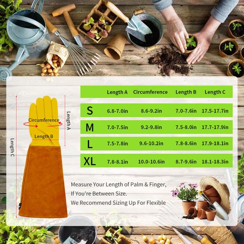 Morzejar Professional Gardening Gloves for Men&Women, Rose Pruning Gloves Thorn Proof, Adjustable Cuff, Breathable Leather Cowhide Long Garden Gloves,Garden Gifts & Tools for Gardener,Yard Work