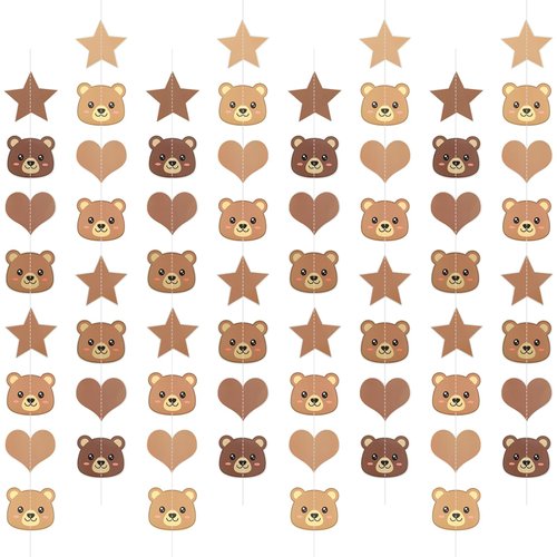 Bear Birthday Party Decorations, Animal banner for Gender Reveal Birthday Wedding Baby Shower Bearly Theme Boys Girls Decorations(Brown)