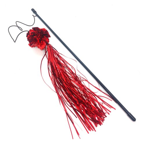 Kats'N Us Mylar Crinkle Ball Teaser Wand Cat Toy (Red Color)