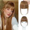 BUPPLER Clip in Bangs 100% Real Human Hair Pieces Hair Clip on bangs for women Faux Bangs Clip in Hair Extensions with Hair Roller for Daily Wear(5.5 * 6 Inch, Light Brown)
