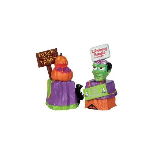 2012 Spooky Town Trick or Treat Candy Container Set of 2 Halloween Village Figurine