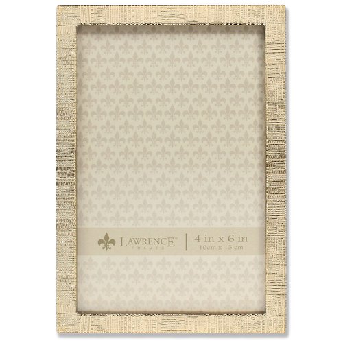 Lawrence Frames 4W x 6-Inch H Gold Metal Picture Frame with Linen Pattern (712346)