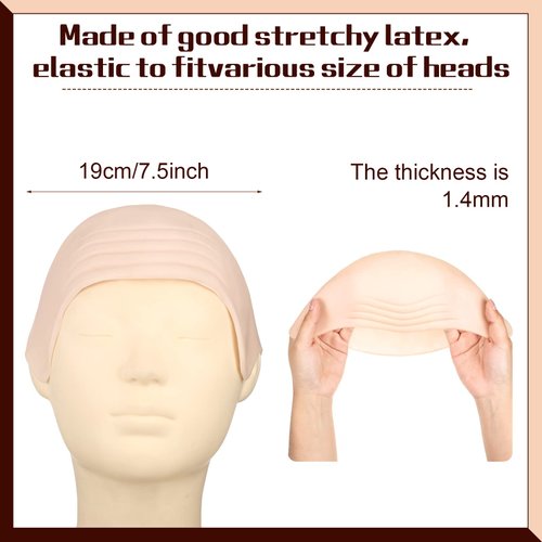 Chunyin 12 Pieces Halloween Bald Caps Set Includes 6 Pieces Latex Bald Cap and 6 Pieces Wig Scull Cap for Women Men Adults April Fools Party Supplies