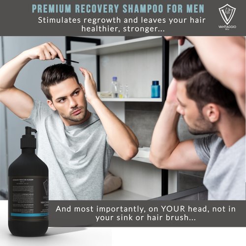 Vantaggio Hair Loss Shampoo for Men – Boosts Hair Growth and Thickening – DHT Blocker Fights Thinning and Alopecia – PROCAPIL Formula with Castor Oil and Dead Sea Salt
