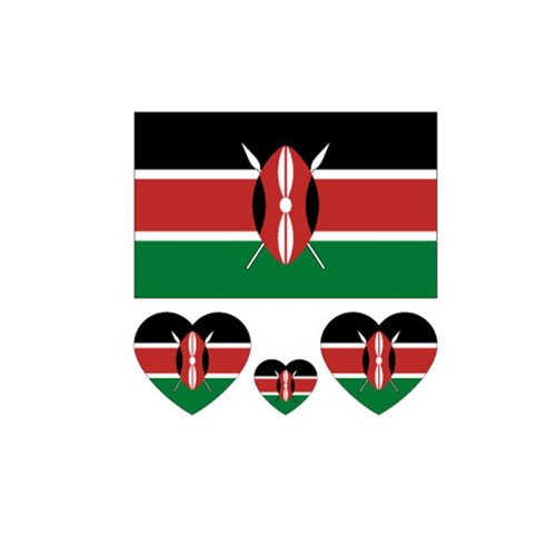 ZPDNURZL 10 Sheets Kenya Flag Tattoos Stickers 40 Pcs Waterproof Sweat Sports National Flag Removable Fake Tattoos