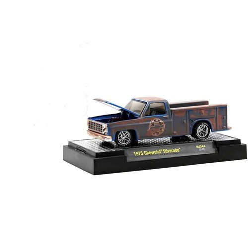 M2 1975 Chevy Silverado Service Truck Blue (Rusted) Limited Edition to 6600 Pieces Worldwide 1/64 Diecast Model Car Machines 31500-MJS44