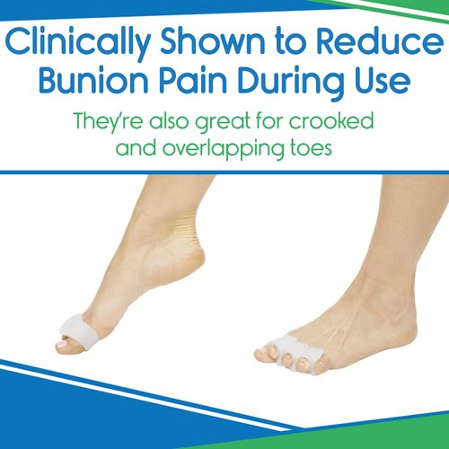VIVEsole Bunion Toe Spacers (8 Pack) Gel Toe Separators for Men, Women - Big Toe Spreader Cushions for Pain Relief, Foot Care, Correct Bunions and Restore Toes to Their Original Shape