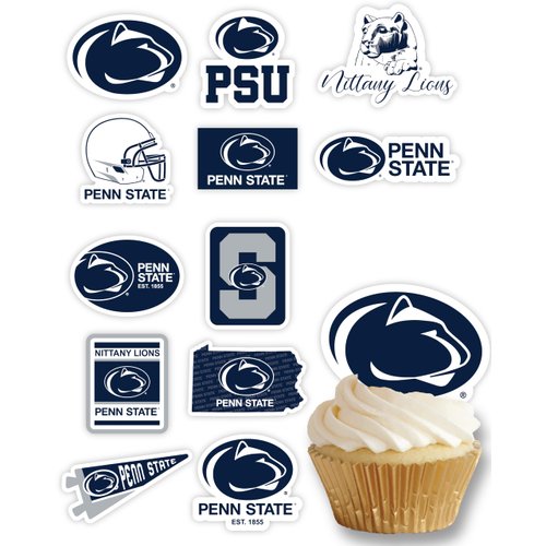Penn State Cupcake Toppers (24 Pcs) Penn State University Party Supplies for Football Tailgating, Birthday Party Decor, Graduation Party Decorations PSU Cake Toppers (Penn State Nittany Lions)