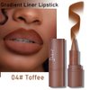 2-in-1 Gradient Lip Liner and Lipstick Lip Combo Set - Achieve Flawless Contour and Gradual Ombre Effect with Easy-to-Use Crayon Form and Cone Tip - Non-Smudging, Long-Lasting (04# Toffee, 1)