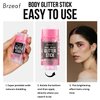 Brzeaf Waterproof Pink Glitter Stick, Shimmery & Long Lasting, Chunky Glitter for Face/Body/Hair/Eyes/Lip, Singer Concert Music Rave Festival, Glitter Stick Makeup & Face Glitter Gel for Women Men