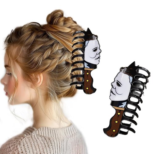 1 Pcs Halloween Hair Clips Exquisite Acrylic Gothic Black White Design Claw Clips Cartoon Horror Hair Accessories Claw Clips Cosplay Party Halloween Decorations for Women Decorations Tips