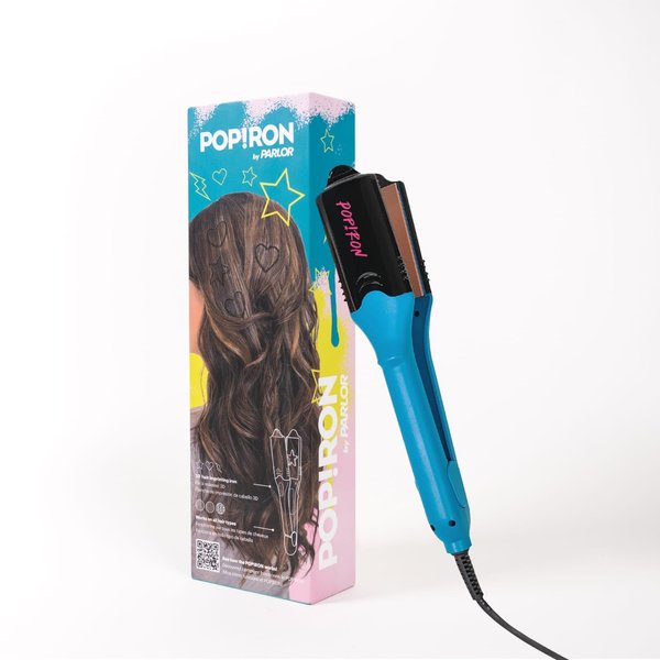 PopIron Hair Straightener & First 3D Image Hair Imprinting Iron - Comes with 5 Different Plates Including Hair Straightener, Crimper, and 3 Fun Shapes. Perfect hot Tool for Hair Art or Festival Hair