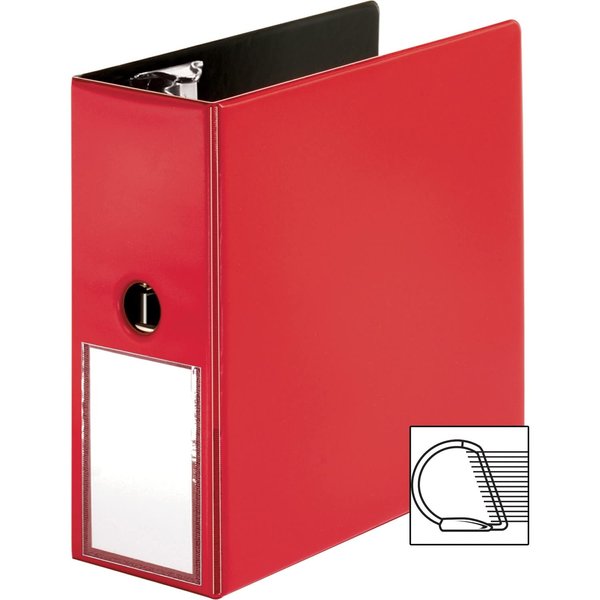 Business Source 33124 Slanted D-Ring Binder w/LH, 5-Inch , Red