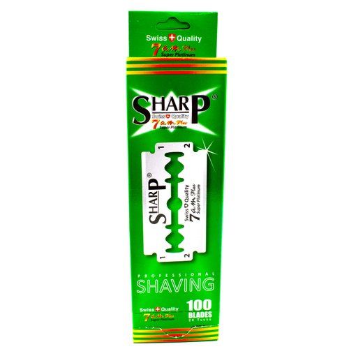 100 Sharp 7AM Super Platinum Double Edge Razor Blades For Safety Razor - Men´s Safety Razor Blades For Shaving For Men For A Smooth And Clean Shave (1 Year Supply)