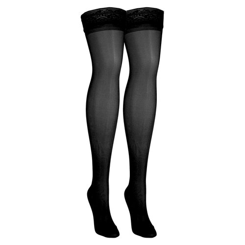 NuVein Sheer Compression Stockings for Women, 15-20 mmHg Support, Medium Denier, Thigh High, Closed Toe, Black, Small